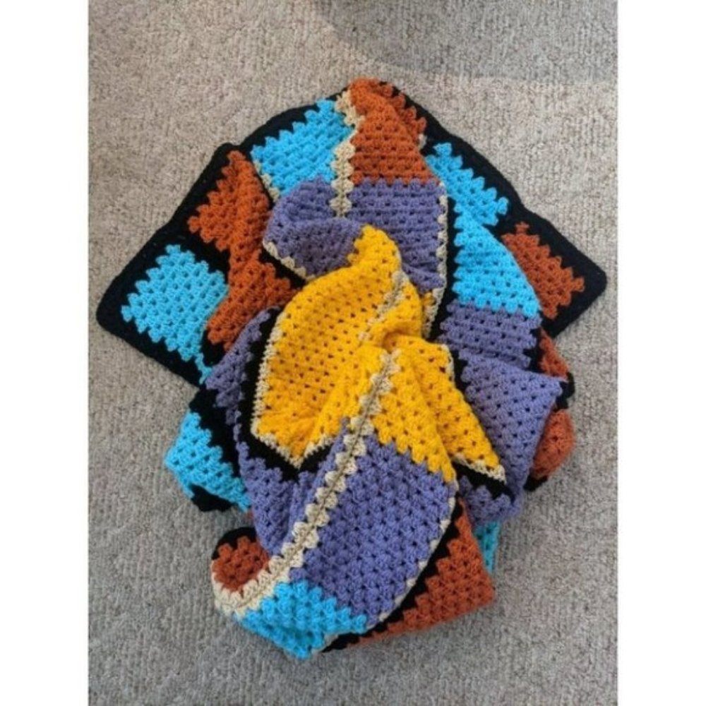 Crochet Blanket Colorful Handmade